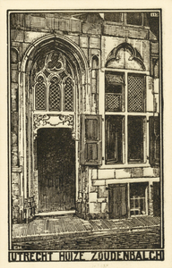 341 Gezicht op de poort van het huis Zoudenbalch (Donkerstraat 15-19) te Utrecht.